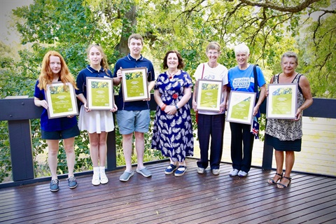 Australia Day 2022 Award winners with Mayor Frances Eyre