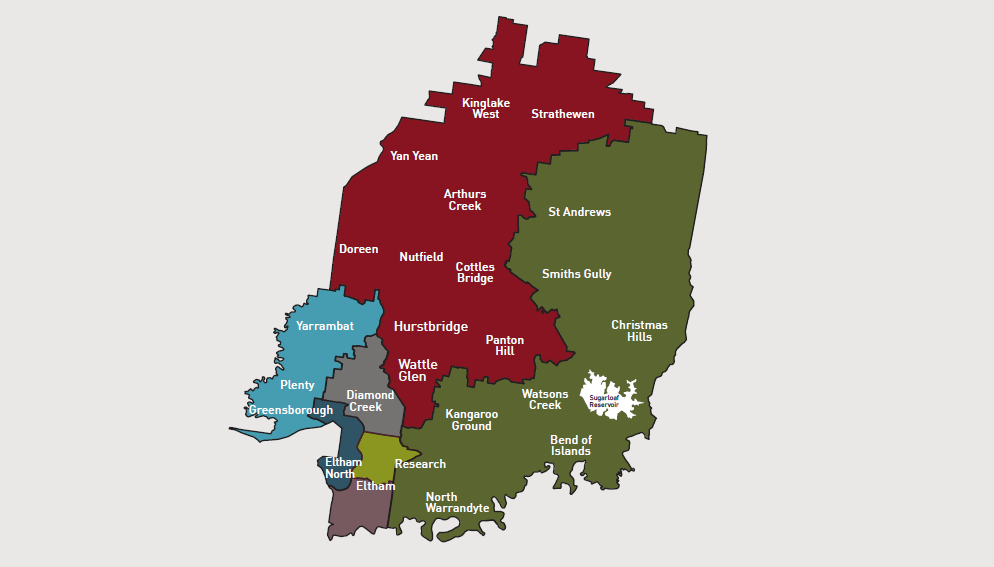 Map of Nillumbik wards