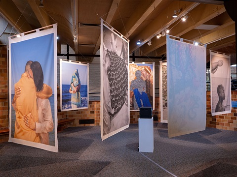 Installation of exhibition In their names by Ayman Kaake at ELCG 2024. Photo Jamie Robertson