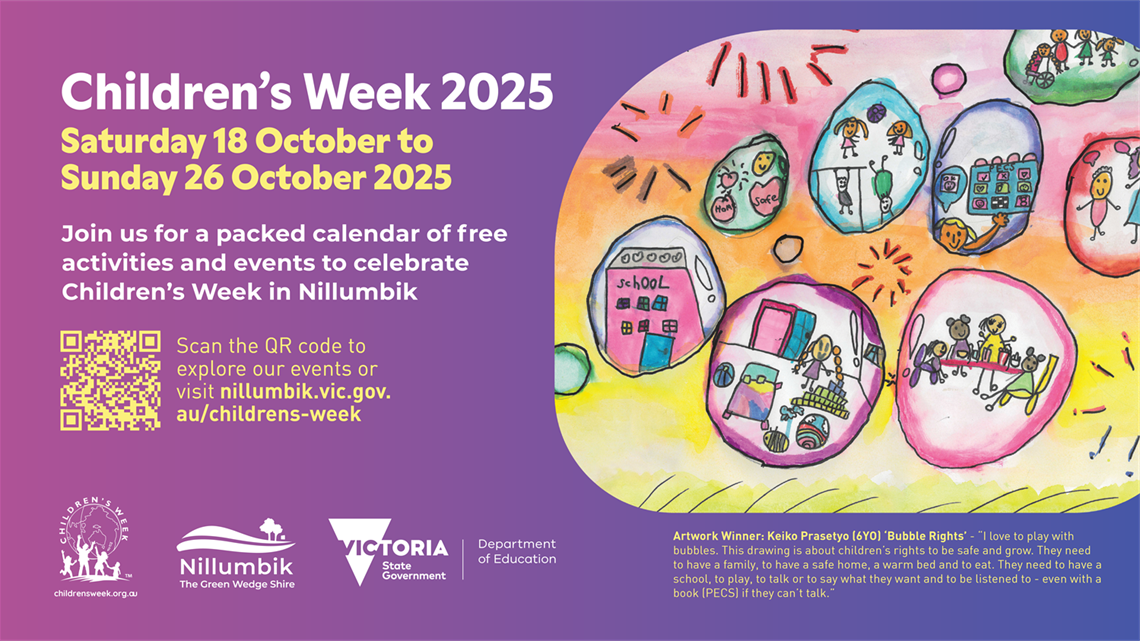 Purple background image with Children's Week 2025 displayed