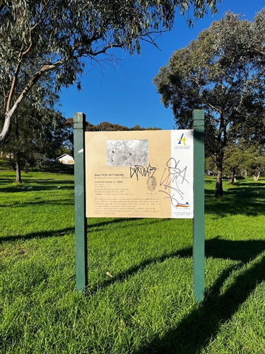 Old sign at Alistair Knox Park